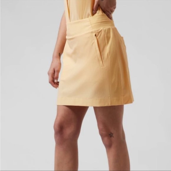 Athleta Pants - athleta women's  brooklyn skort 17" skirt yellow with pockets size 14